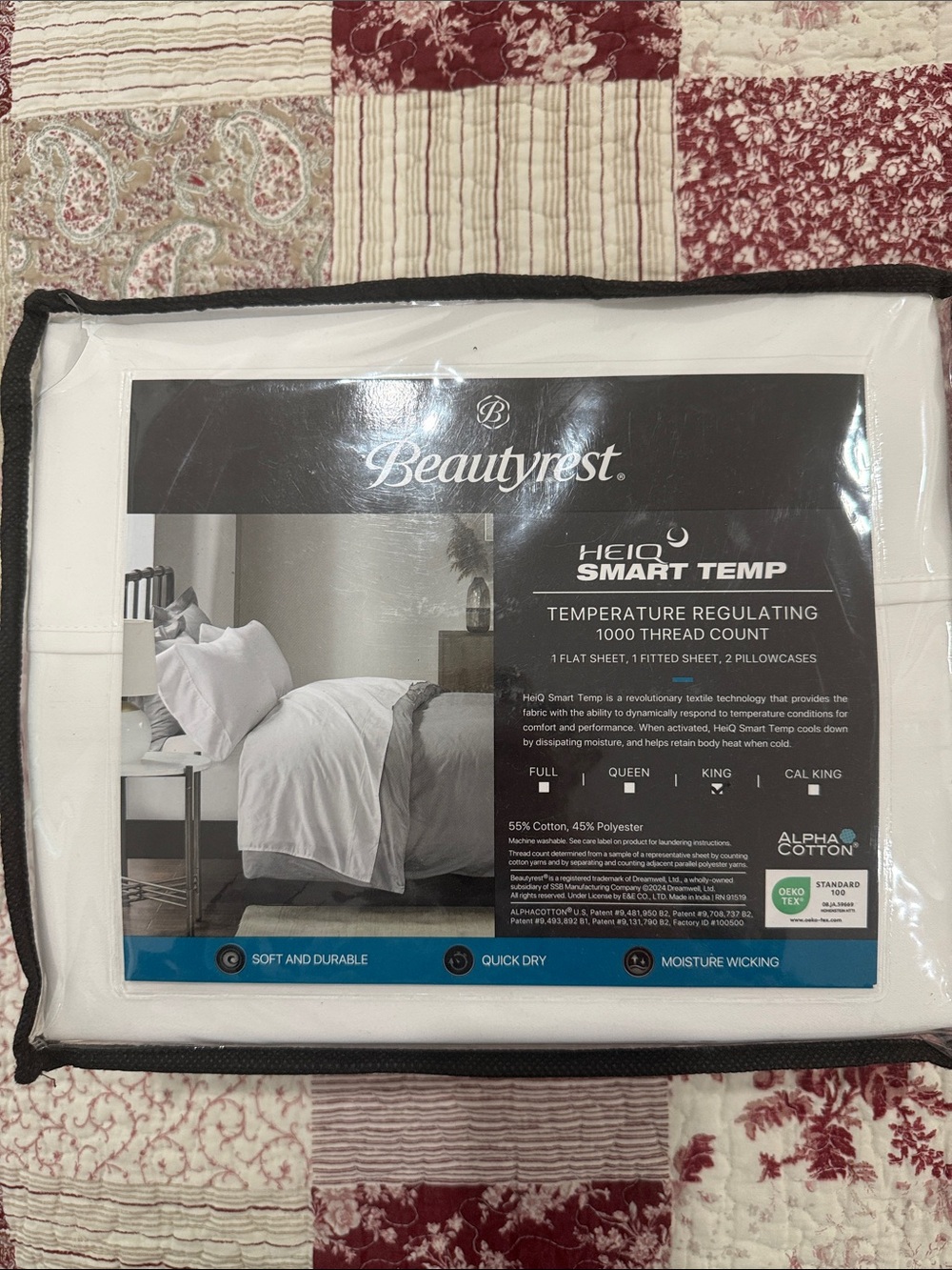 Beautyrest HeiQ SmartTemp White 1000 TC Sheet Set - Queen